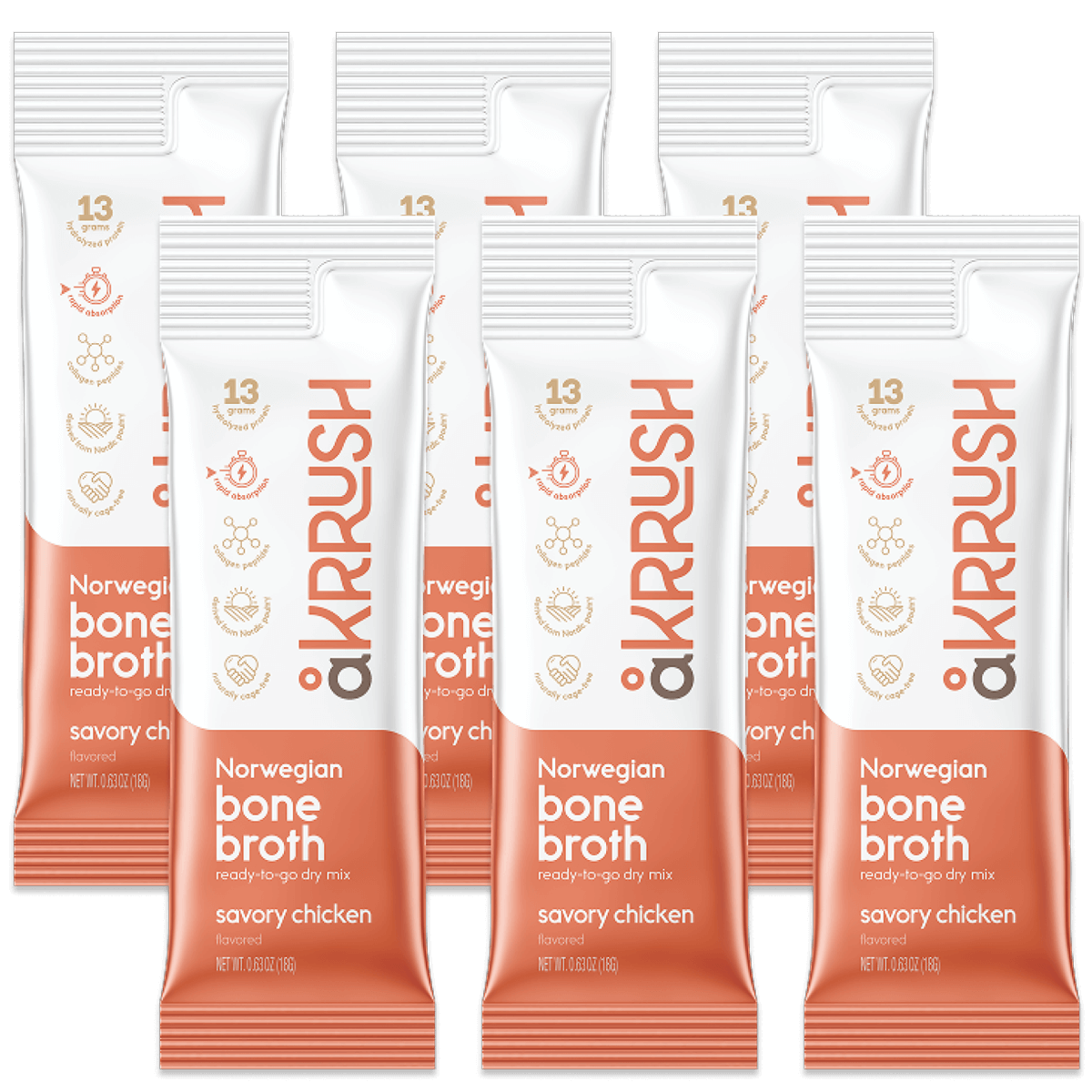 akrrush savory chicken bone broth single pack