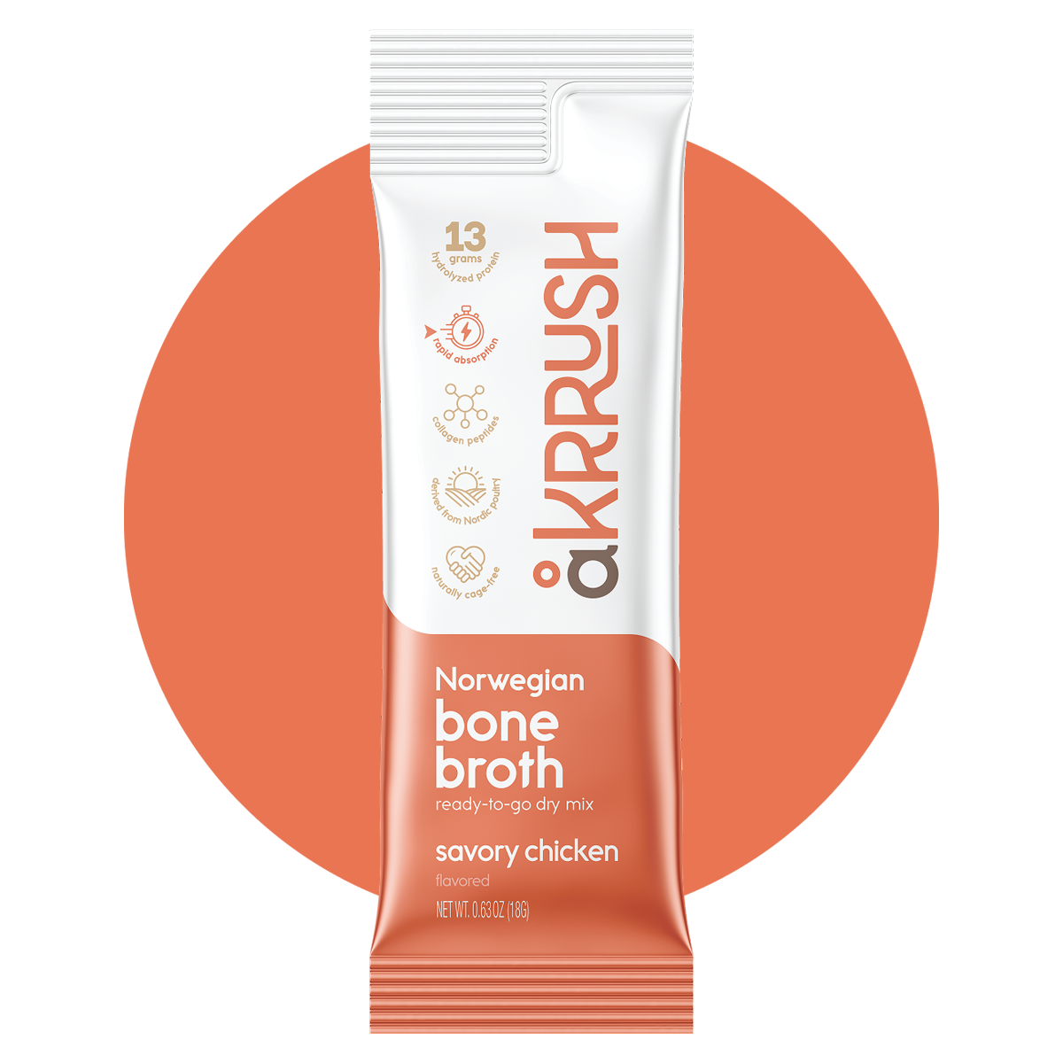 akrrush savory chicken bone broth single pack