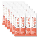Multiple packets of Akkrush Norwegian Bone Broth Savory Chicken on a white background